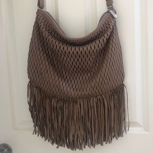 Large Leather Fringe Crossbody Bag